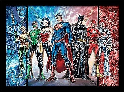 Pyramid International DC Comics (Justice League United) 30x40 cm gerahmter Druck, 250GSM PAPERWRAP MDF, Mehrfarbig, 44 x 33 x 4 cm