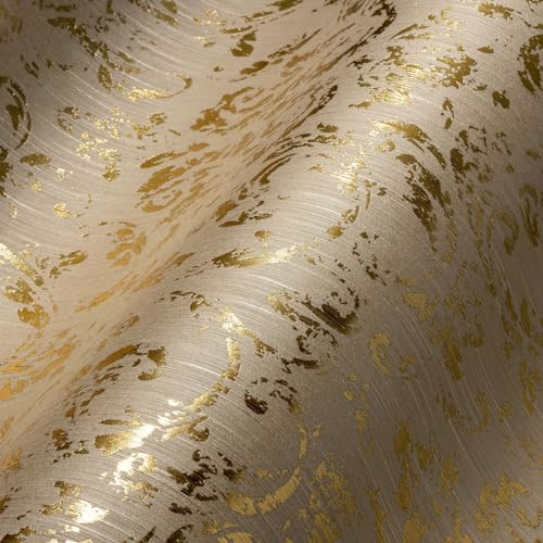A.S. Création Architects Paper Textiltapete Metallic Silk Tapete mit Ornamenten barock 10,05 m x 0,53 m beige metallic Made in Germany 306602 30660-2