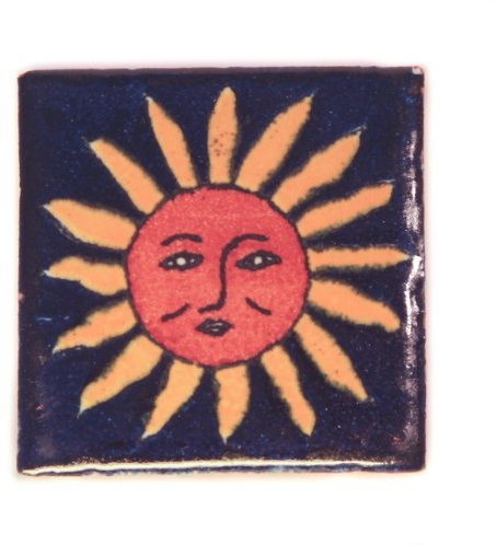 Tumia LAC handgemachte Talavera, 5cm x 5cm quadratische Fliesen - 1 Stück, Gemalt, Feuchtebeständig, Keramik, Viereckig, Traditionell, Geblümt