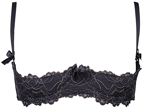 Axami V-5891 Meteorite Meraviglioso Reggiseno Tipo Shelf con Splendidi Ricami, Nero-Oro,1D