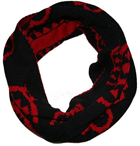 Accires Winter Eulen Strick Loop Schal Strickschal (schwarz rot)