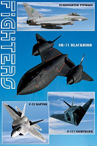 1art1 Kampfflugzeuge XXL Poster Eurofighter, Blackbird, Raptor, Nighthawk Plakat | Bild 120x80 cm