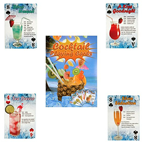 Unbekannt 2 Sets Spielkarten mit Cocktail Rezepten Karten Kartenspiel Bridge Canasta Rezeptkarten