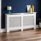 Vida Designs Oxford Radiator Cover – Traditional Cross Pattern, White, MDF, Elegant Painted Finish, Heat Efficient, Extra Large, (H 82 x W 172 x D 19 cm)