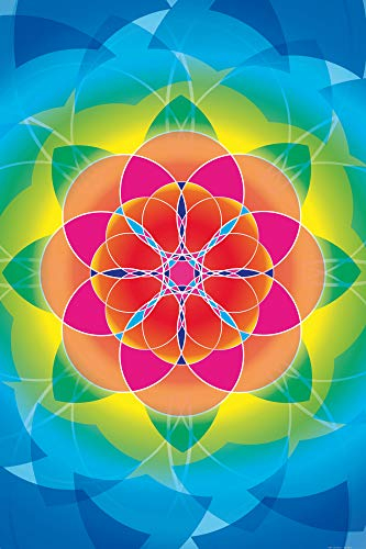 1art1 Mandalas Poster Blume des Lebens, Regenbogen Kunstdruck Bild 120x80 cm