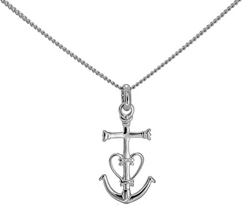 Halskette mit Anhänger, kleines Camargue-Kreuz aus Sterling-Silber 925, Kette 50 cm, mit Box, Sterling-Silber, Kein Edelstein