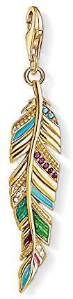 Thomas Sabo Damen Charm-Anhänger Ethno Feder bunt 925 Sterling Silber Y0033-471-7