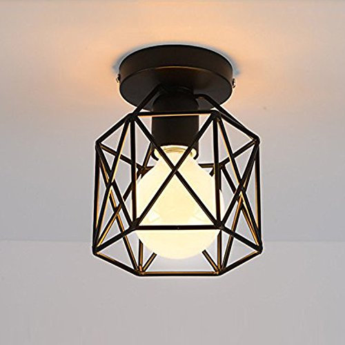 STOEX Plafonnier Industrielle Retro en Métal Cube Fer Noir, Suspension luminaire pour Salon Chambre Café Bar Restaurent Salle à Manger (A)
