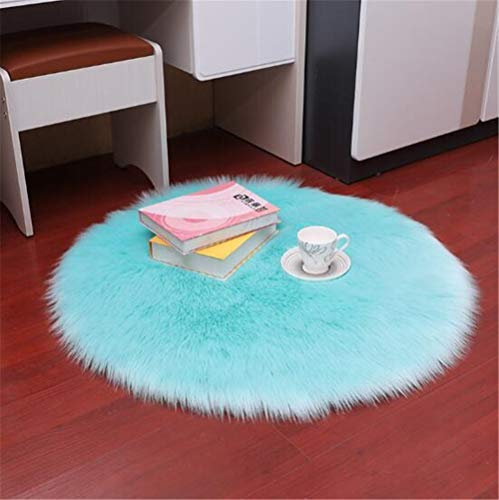 Hava Kolari Lammfell Faux Teppich Schaffell Lammfellimitat Nachahmung Longhair Bettvorleger Fell Wolle Vorleger oder Matte für Stuhl Sofa (60cm,Hellblau)