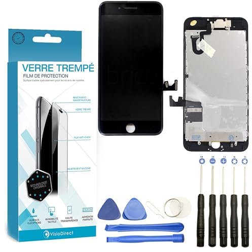 Visiodirect® Ecran Complet: Vitre Tactile + Ecran LCD sur châssis Compatible avec IPhone 7 Plus 7+ Blanc + Film Protecteur Verre trempé + Kit Outils Offert
