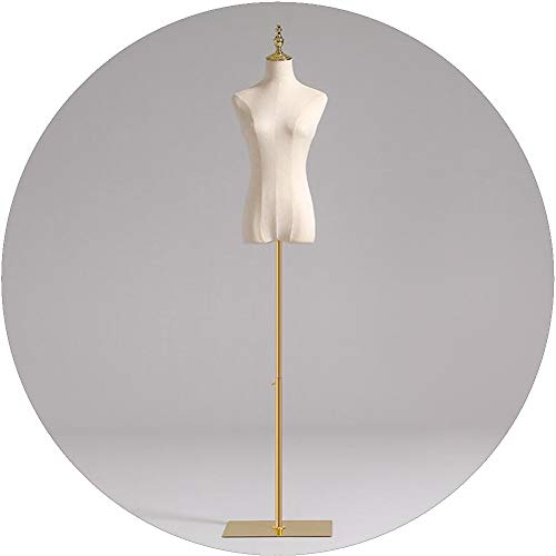 ZHAOHUI Schneiderpuppe Damenbüste Büste Torso Kleiderpuppe Weiß Mode Verstellbare Höhe Mit Arm Mit Goldständer Pinnable Für Kleidungsdisplay, 3 Stile (Color : Gold-A, Size : S)