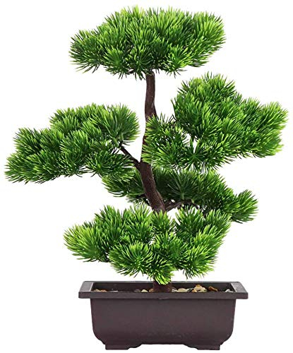 Miyan Bonsai Baum Fake Pflanze Künstliche Dekoration Topfpflanzen Künstliche Zimmerpflanzen Japanische Kiefer Bonsai Pflanze 33cm in Höhe für Home Dekoration Desktop Display