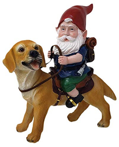Funny Guy Mugs Gnome and a Yellow Lab Statue- Yellow Labrador Retriever- Indoor/Outdoor Garden Gnome Sculpture for Patio, Yard or Lawn