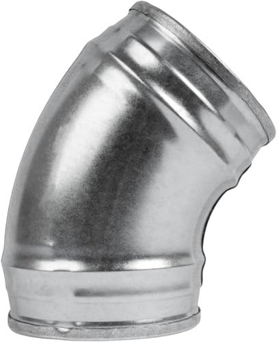 4'' Inch / 100mm 45 Degree Duct Connector - Galvanized Steel Elbow - Dryer Vent Pipe Bend - Metal Tube Joint for HVAC Ventilation