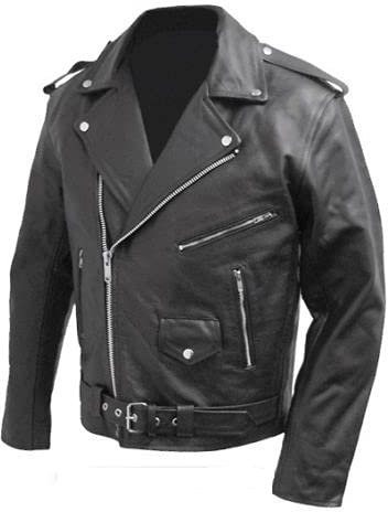 BS MOTO Giacca in pelle da uomo Giacca da motociclista chiodo stile Marlon Brando Giacca da moto - Giacca da turismo in vera bovina Nero M