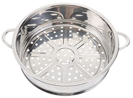 Cabilock Stainless Steel Basket Pot Insert with Two Handle Food Steaming Rack Kitchen Strainer for Fruit Meat Dim Sum Seafood 22cm