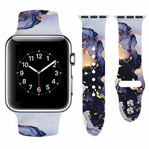 Vozehui Armband Kompatibel mit Apple Watch Armband 38mm 40mm 41mm für Damen Herren, Ersatz Sportband aus Weichem Silikon mit Marmormuster Kompatibel mit iWatch Serie SE 8 7 6 5 4 3 2 1