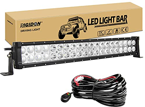 RIGIDON 22 Zoll 55cm 120W Led lichtleiste kfz mit 12v kabelbaum kit, Offroad Beleuchtung Led bar für Auto SUV, LKW KFZ 4x4, Fahrzeuge, 6000K led nebelscheinwerfer, Spot strahler flutstrahler Combo
