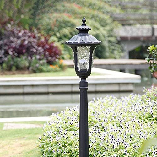 ZGJYSP Exterior Casa Deck Post Farol para Piscinas Terrazas Auditorios Luces de Pilar Antiguo Tradicional E27 Lámpara de Pared de Columna de Pilar de 1 luz (Color:Negro)