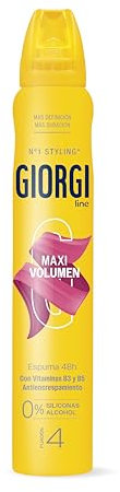 Giorgi Line - Espuma Maxi Volumen 24h, Anti Encrespamiento e Hidratación, 0% Alcohol y 0% Siliconas, Fijación 4 - 250 ml