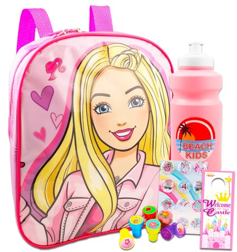 Barbie-Rucksack für Mädchen – Barbie-Mini-Rucksack-Set mit 27,9 cm Barbie-Rucksack plus Einhorn-Aufkleber, Blumenstempel, Rucksackclip und mehr (Barbie-Schulbedarf)