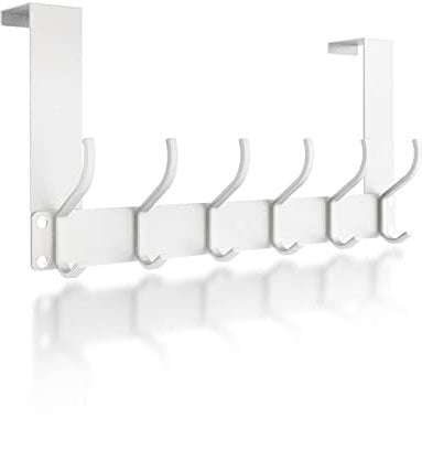 Victoper Over Door Hook Hanger 12 Hooks, Assembly-Free Matte Texture Over Door Hanger for Clothes Coat Towel Bag Robe Bathroom Door Hooks White