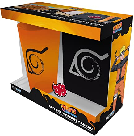 ABYSTYLE - NARUTO SHIPPUDEN Pack Verre XXL + Pin's + Carnet Konoha