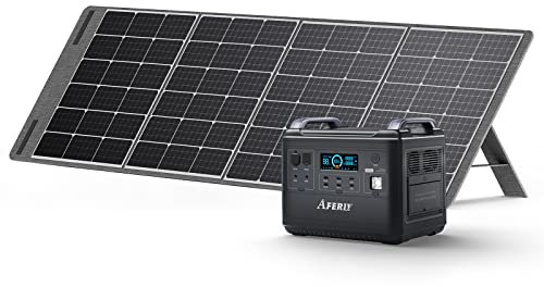 AFERIY Generateur Electrique Portable 2000W avec Panneau Solaire Portable 18V 200W, Generateur Electrique avec Cellule Solaire Pliable, Generateur pour Camping-cars, Jardin, RV, Économie d'Énergie
