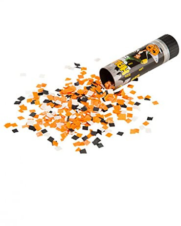 horror-shop Halloween Konfettikanone Schwarz/Orange mit Federbetrieb 15 cm