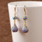 DUUDAH Ohrringe Sterling Silber,Ohrringe,Creolen,Ohrring Sommer Damen Neue Emaille Porzellan Hohle Ohrringe Antike Exquisite Lange Bankett Party Silber Schmuck