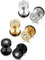 JeryWe 3Pairs Stainless Steel Mens Stud Earrings for Men Women Ear Piercing Plugs Tunnel Set Round CZ Fake Plug Stud Earrings Ears Screw Barbell Earrings Silver Gold Black