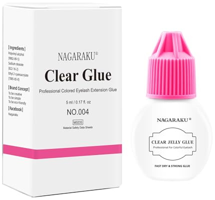 NAGARAKU Colle Cils Transparente 5ml | Séchage 1-2s | Tenue 30-45 Jours | Parfaite pour Cils Colorées | Waterproof | Conservation 6 Mois | Facile à Retirer | Usage Professionnel Lash Colle Adhésive