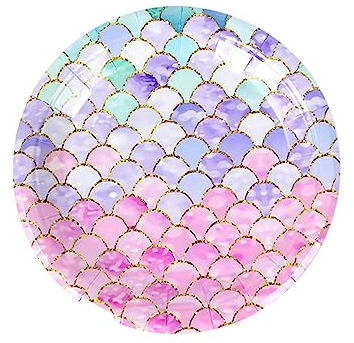 Mermaid Birthday Decorations,32 Pack Paper Plates for Baby Shower Party Supplies Mermaid Under the Sea Theme Party Disposable Dinnerware Plates for Mermaids Princess Birthday Party (7 Inch)