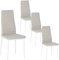 buybyroom - Juego de 4 sillas de comedor o cocina, cómodas, acolchadas, de terciopelo, con respaldo, patas de metal, color beis