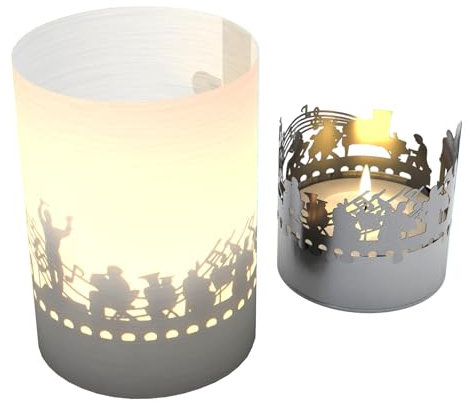 Orchester Tube Teelicht Schattenspiel: Harmonisches Schattenspiel mit Motiven aus der Musikwelt Musikliebhaber!