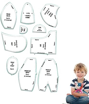 Lambo Bear Nähvorlage, Kreative - -Bär-Vorlage, Melody Bear-Schnittmuster, Patchwork-Lineal zum Zuschneiden von Stoffvorlagen mit Anleitung, Geschenk für Kinder (10 Stück)