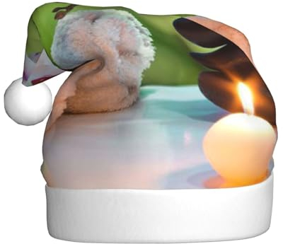 Jadery Kerzen Orchideen Steine im Garten Weihnachtsmannmütze Unisex Weihnachtsmütze Weihnachtsmütze für Erwachsene Neujahr Festliche Party Weihnachtszubehör