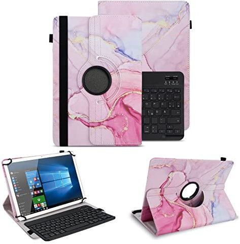 NAUC Schutzhülle + Tastatur kompatibel für Xiaomi Pad 6/6 Pro 11 Zoll Tasche Tablet Schutz Hülle Kunstleder Bluetooth Tastatur QWERTZ 360 Drehbar Cover Keyboard Case, Farben:Motiv 19