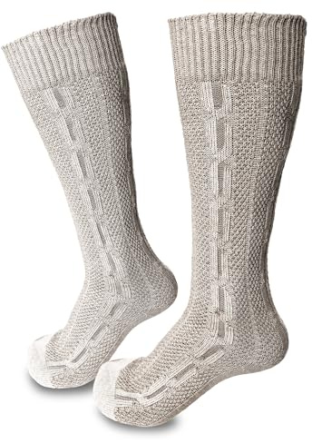 Steigenhöfer Manufaktur Trachtensocken Herren und Damen Lang – Klassische Kniebundstrümpfe im Zopfmuster – Oktoberfest Strümpfe aus Baumwolle für Männer & Frauen