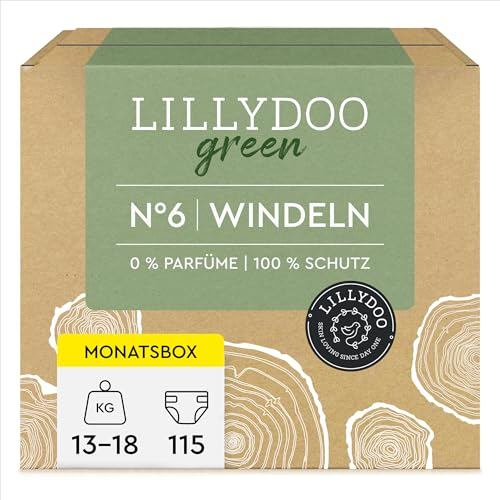 LILLYDOO green umweltschonende Windeln, Größe 6 (13-18 kg), Monatsbox (115 Stück)