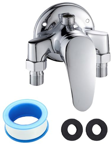G1/2 Male Thread Hot Cold Water Mixing Valve, Copper Shower Diverter Valve Bathroom Valve Shower Faucet and Control Switch Basin Spray Gun Wall Mounted
