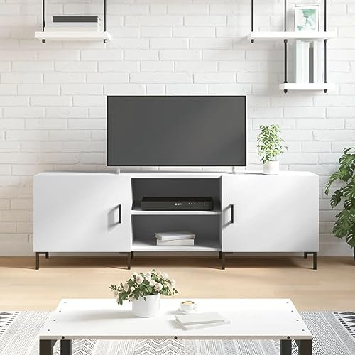 TJROO TV-Schrank, weiß, 150 x 30 x 50 cm, Holz, mehrschichtig, Eisen, TV-Schrank, TV-Konsole, Unterschrank, Fernsehschrank, niedriger Schrank mit Türen, TV-Schrank, Vitrine mit Türen