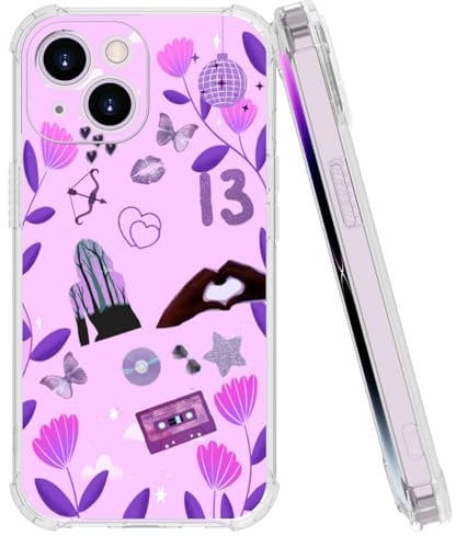 Seconddog Cool Art Aesthetic Cartoon Collage Pop Phone Case, Aesthetic Purple Print Singer Print Cover Phone Fans Clear Case for iPhone XR for Teen Girls, Women
