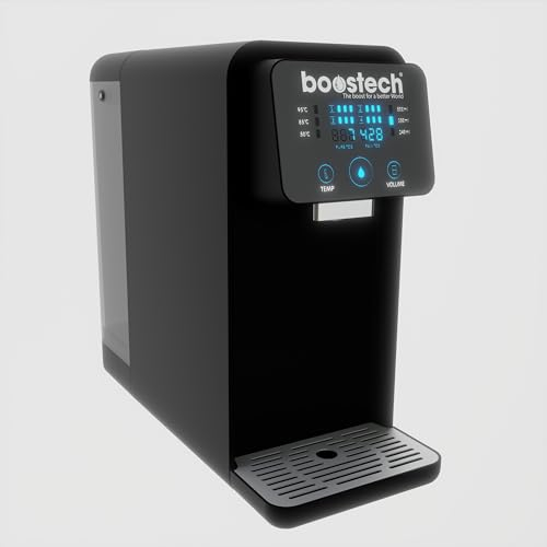 Auftisch Osmoseanlage mit 4 Temperaturstufen | 4 Füllmengenstufen | Touchdisplay | TDS Eingangs & Ausgangswasserqualitätssensor | kalkfreies Trinkwasser | Wasserfilter für Küche Büro Wohnmobil