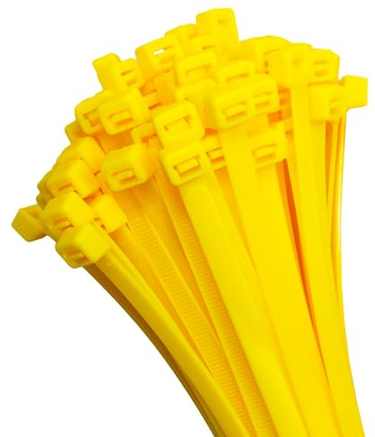 HORZEFIX Kabelbinder 100 Stück gelb lang uv beständig Universalbinder 2,5/3,6/4,8/7,6 breit (4,8 x 200 mm)