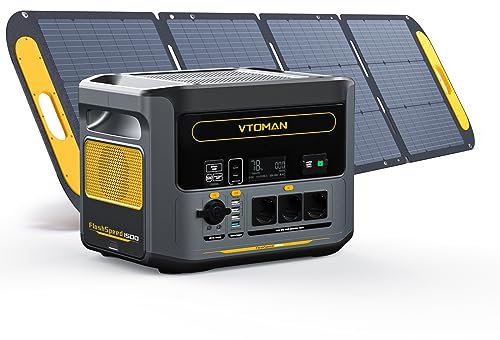 VTOMAN FlashSpeed 1500 Estación de Energía Portátil 1548Wh con 400W Panel Solar - LiFeP04 Batería Generador Solar con Tres 230V Salida/Entrada de CA, para Acampada, Autocaravana, Emergencias