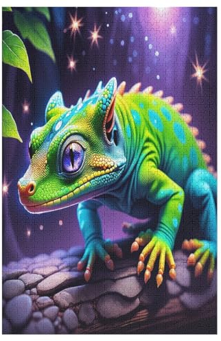 1000 Teile Puzzles Für Erwachsene, Chamäleon Puzzle, Holzpuzzle - Familienpuzzle Verringerter Druck Schwieriges Puzzle Unmögliche Puzzle Für Erwachsene 12+ Kinder (78×53cm)