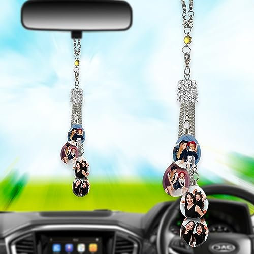 Cadre Photo Suspendu Pendentif Personnalisé de Voiture, Cristal D'accessoires Suspendus de Rétroviseur de Voiture Personnalisé, Goutte D'eau en Cristal