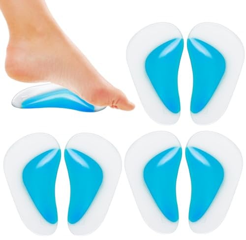 WLLHYF 3 paia di cuscinetti in gel per supporto dell'arco plantare, solette ortopediche adesive in silicone, per assorbimento degli urti, inserti per scarpe con tacco alto, per donne, uomini, bambini,