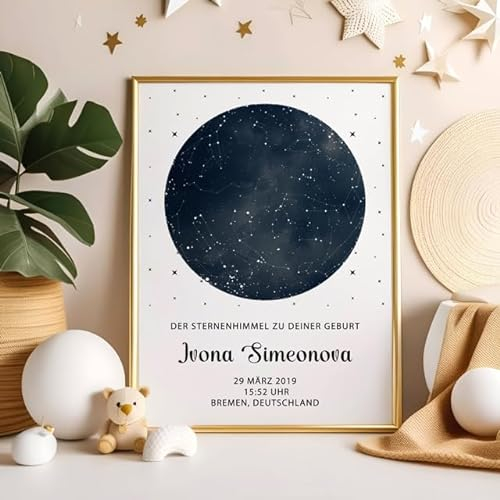 Sternenhimmel am Tag der Geburt Hochzeit Personalisierte Poster Geschenk Geburtstag Jubiläum Sternenkarte Besondere Anlässe Muttertag Stern